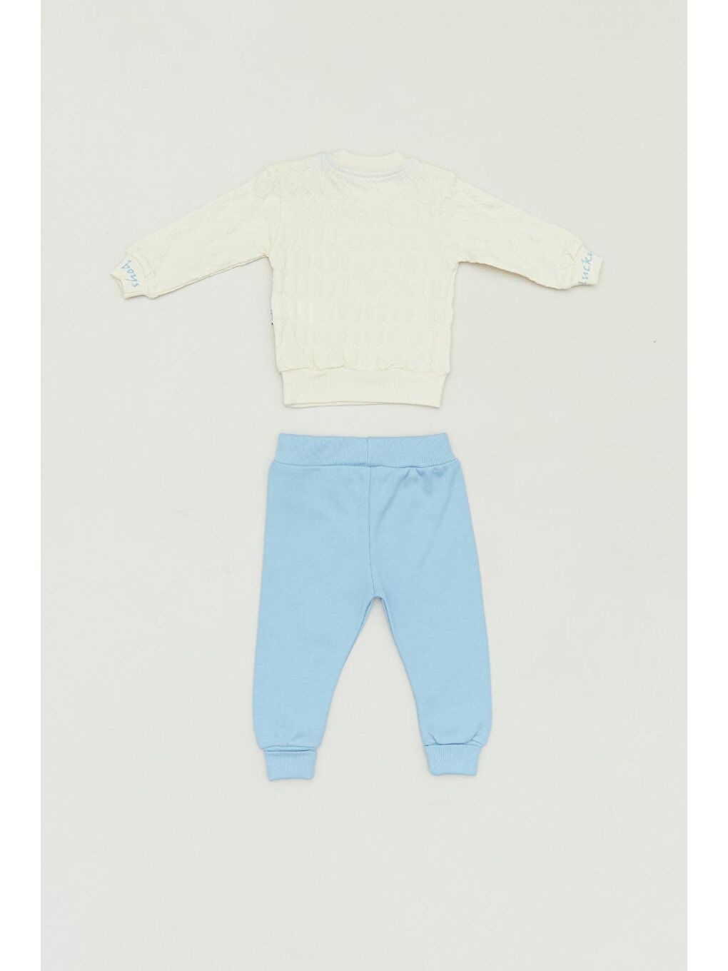 Mavi Yazı Baskılı Bisiklet Yaka Erkek Çocuk Takım-1