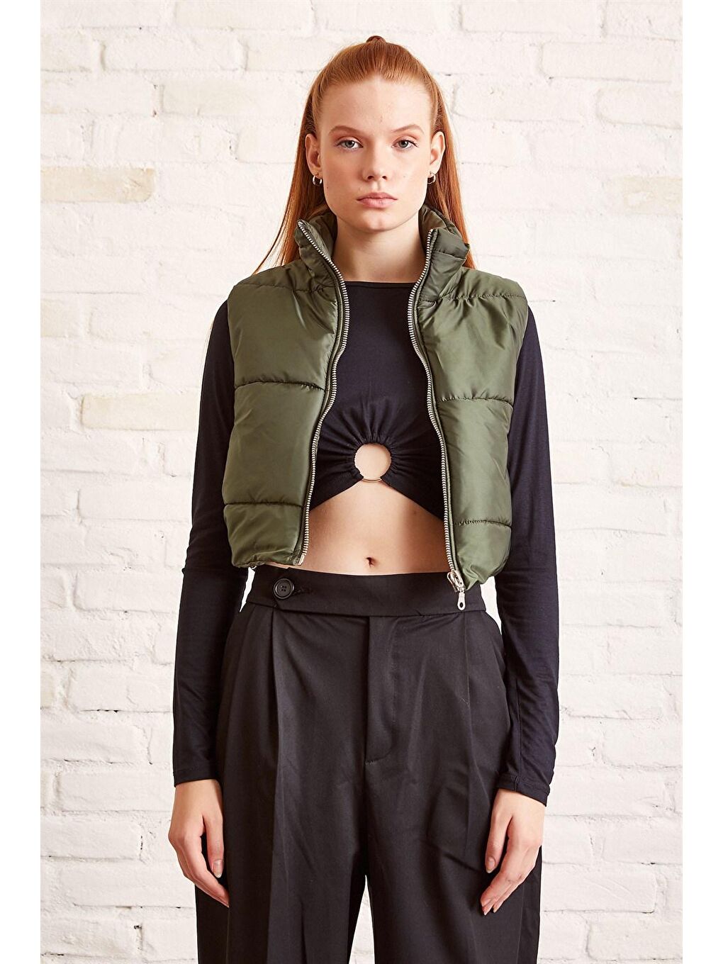 Haki Cepli Kısa Şişme Yelek-1