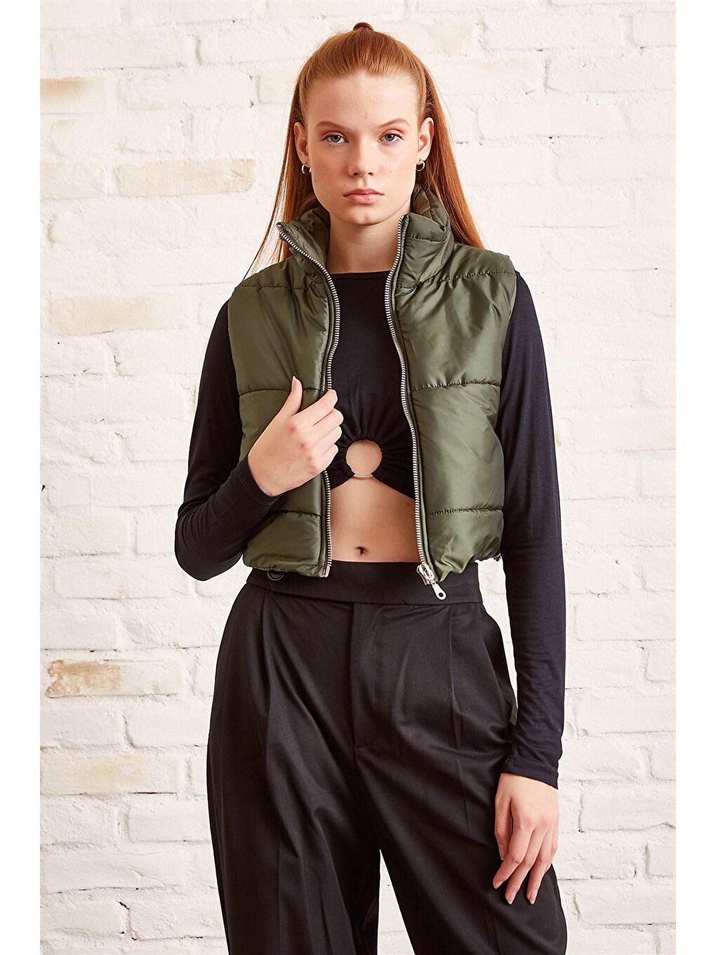 Haki Cepli Kısa Şişme Yelek-2