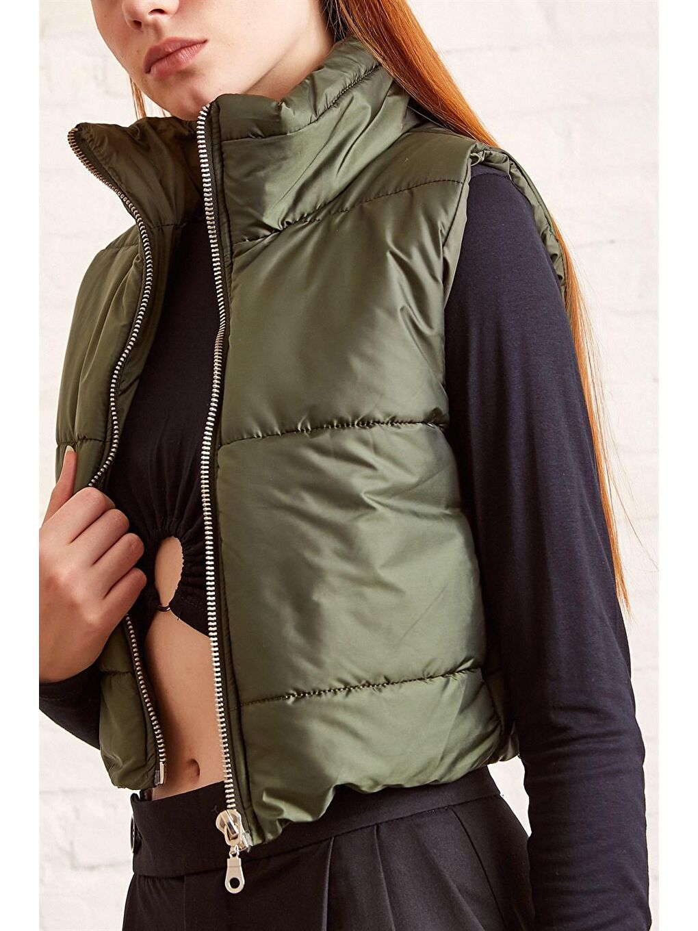 Haki Cepli Kısa Şişme Yelek-3