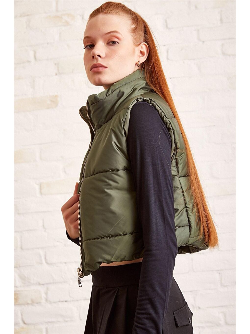 Haki Cepli Kısa Şişme Yelek-4