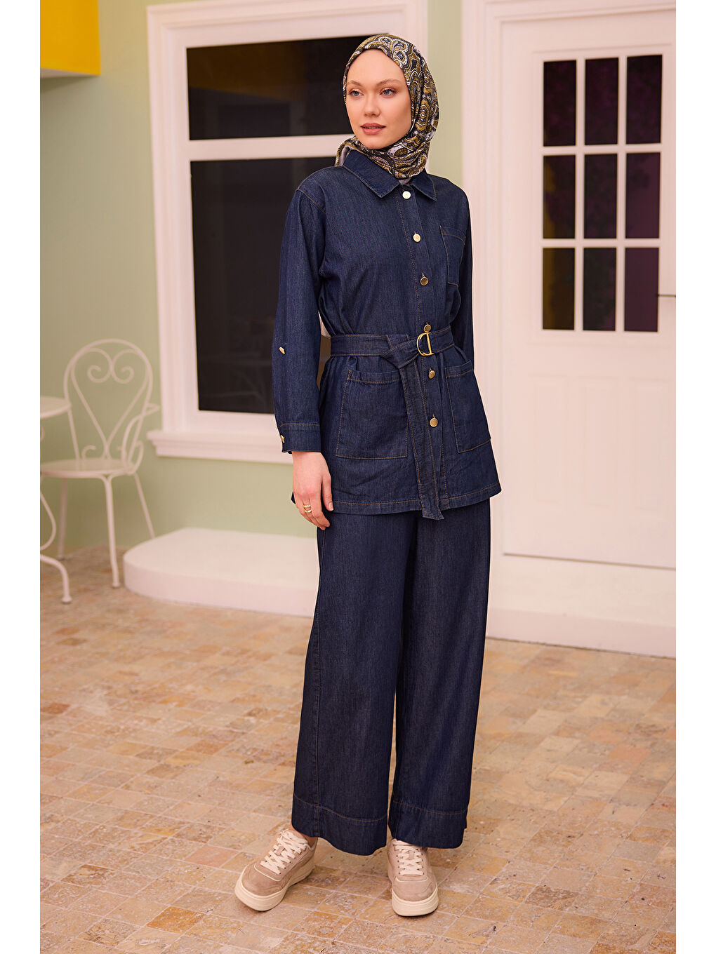 Kadın Rins Yıkama İkili Takım Koyu Mavi-1