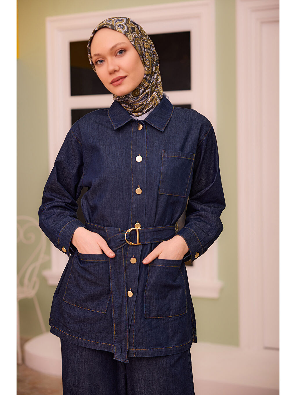 Kadın Rins Yıkama İkili Takım Koyu Mavi-2