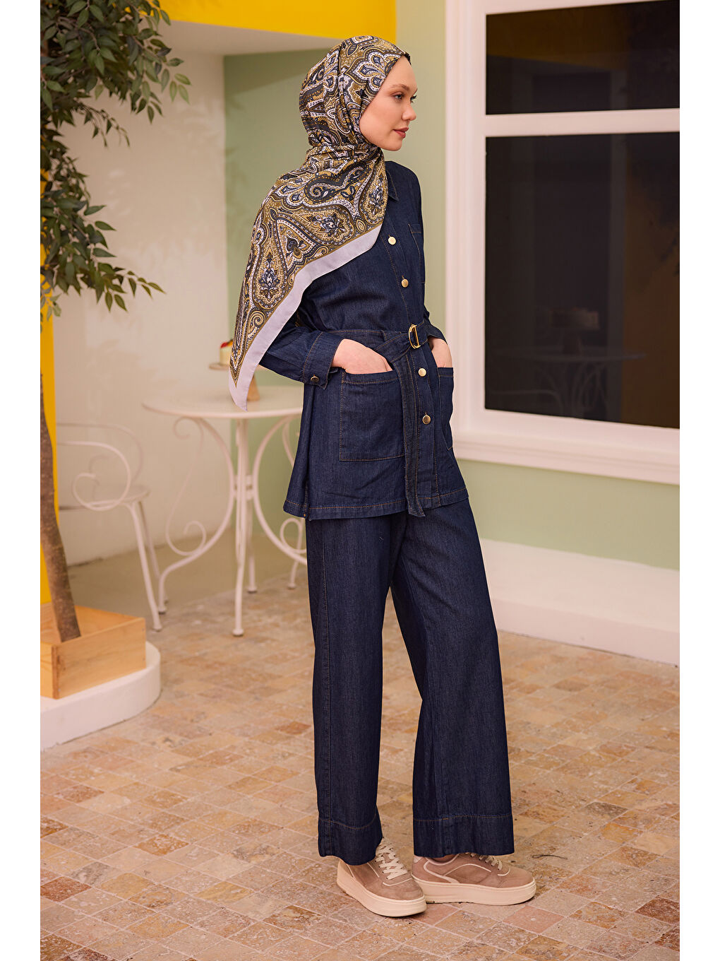 Kadın Rins Yıkama İkili Takım Koyu Mavi-3