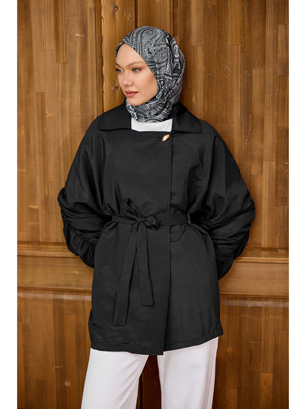 Kadın Martha Kol Ve Sırt Büzgülü Ceket  Siyah-2