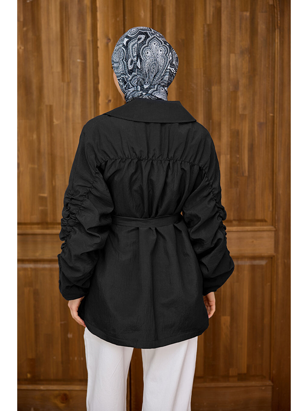 Kadın Martha Kol Ve Sırt Büzgülü Ceket  Siyah-3