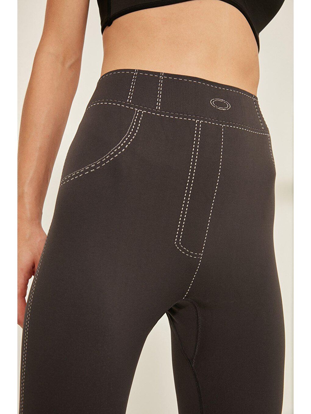 C13801 Dikişsiz Kadın Jean Pantolon Tayt Antrasit-2