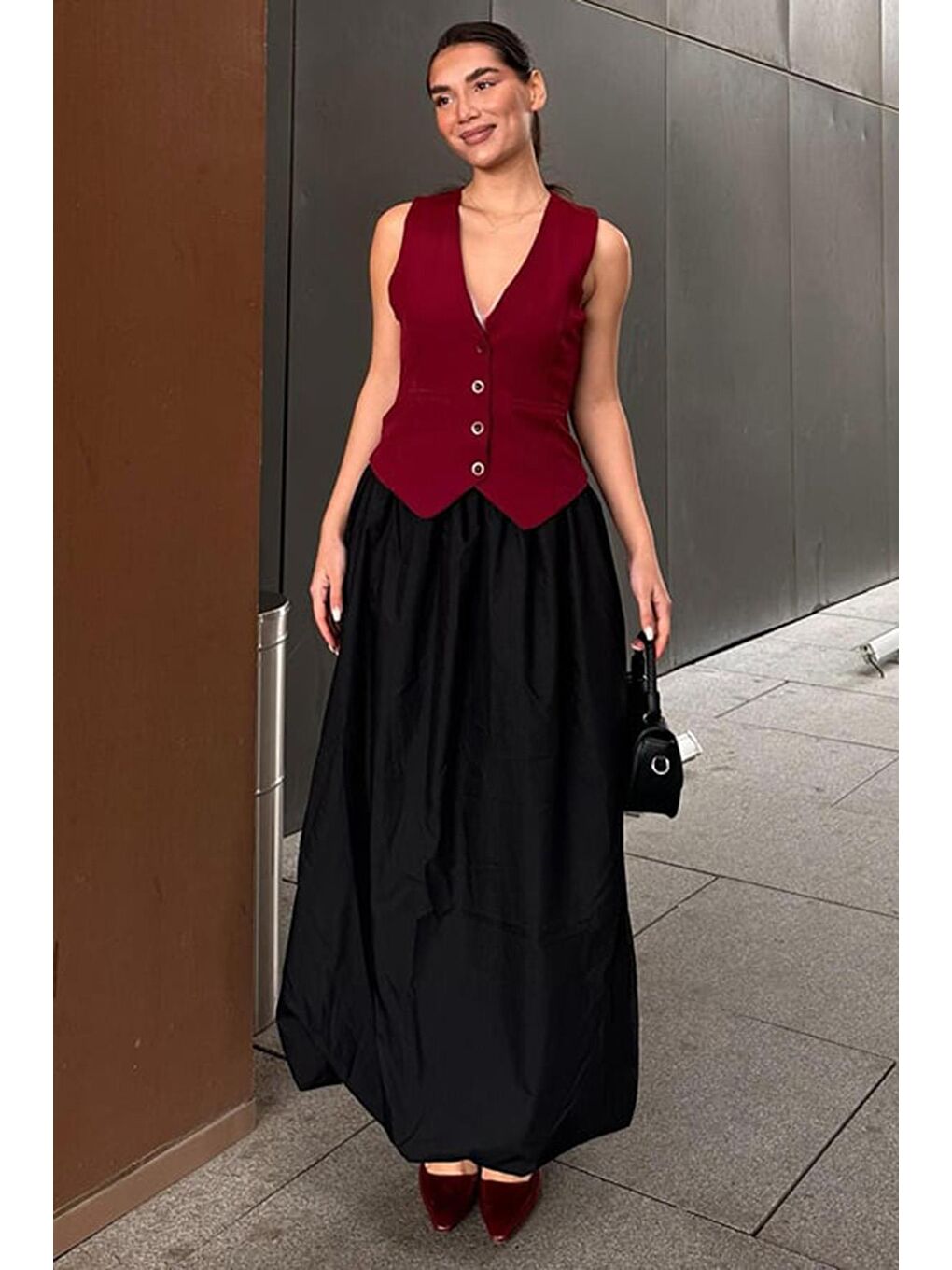 Bordo Kadın Yelek Mg2332-4