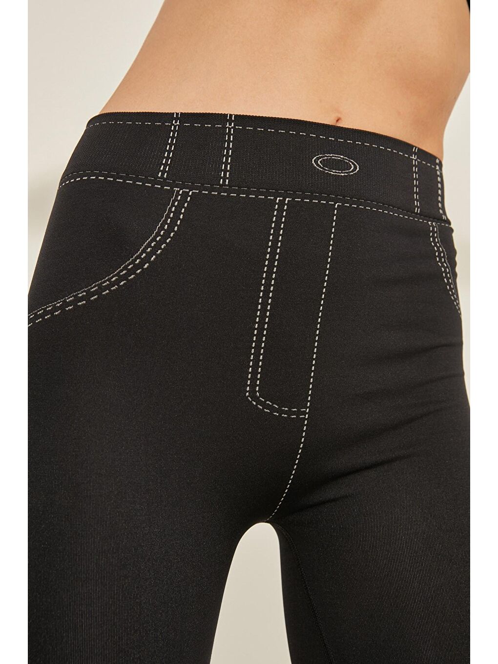 C13801 Dikişsiz Kadın Jean Pantolon Tayt Siyah-2