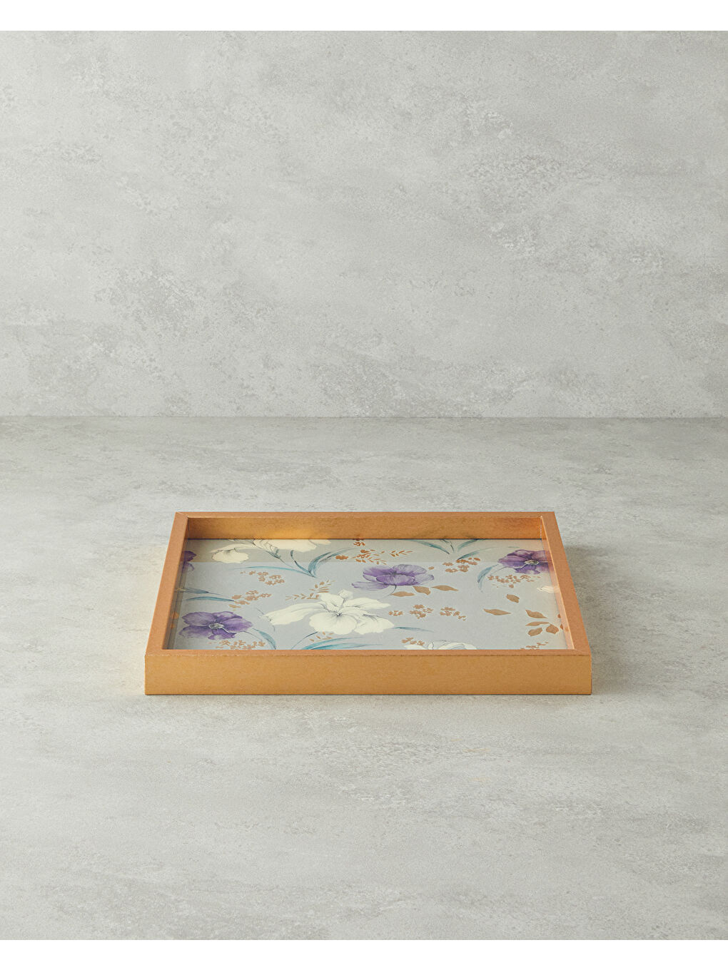 Ekru Almina Dekoratif Tepsi 33x33 cm Krem