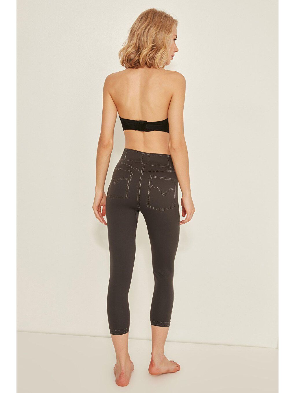 C13801 Dikişsiz Kadın Jean Pantolon Tayt Antrasit-4