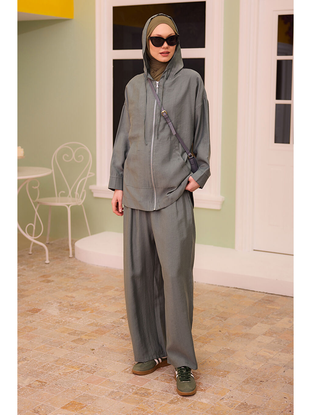 Kadın Kapüşonlu Modal Takım Yeşil-2