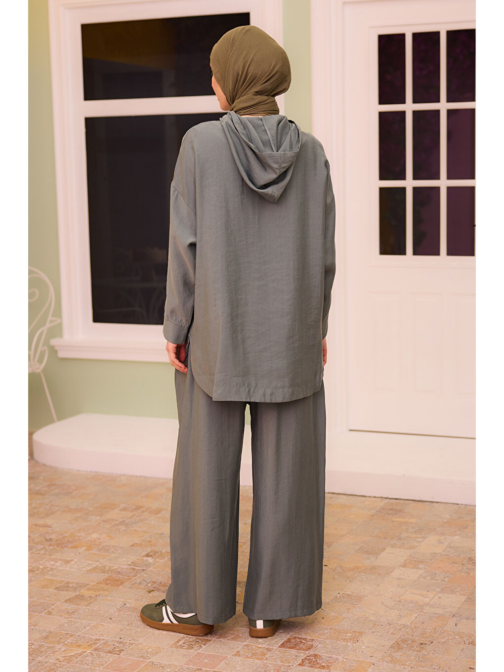 Kadın Kapüşonlu Modal Takım Yeşil-4