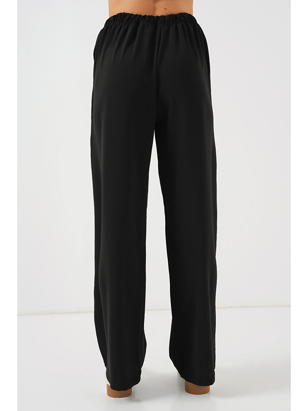 Kadın Yüksek Bel Bol Paça Pantolon - Siyah-5