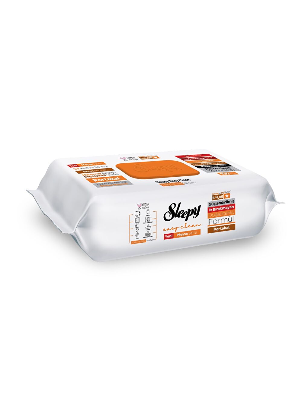 Meyve Serisi Yüzey Temizlik Havlusu Mendili Portakal 100 Yaprak-1