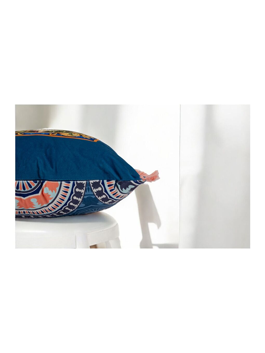 Milano Etnik desen Mavi   Dekoratif Kırlent Kılıfı 43x43-1