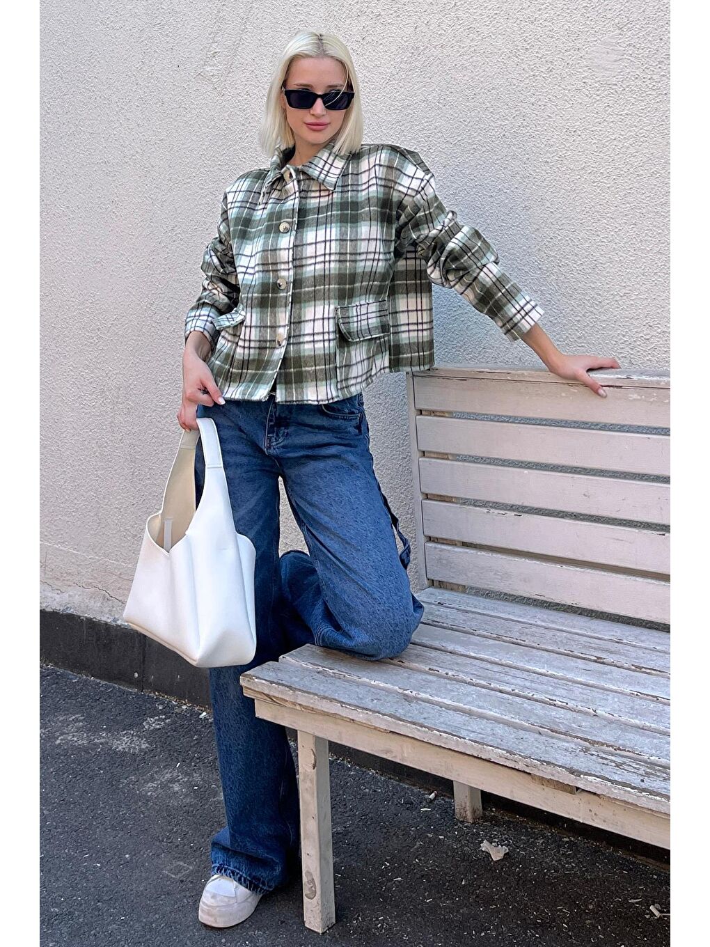 Haki Düğmeli Gömlek Yaka Oduncu Kısa Ceket Mg2181