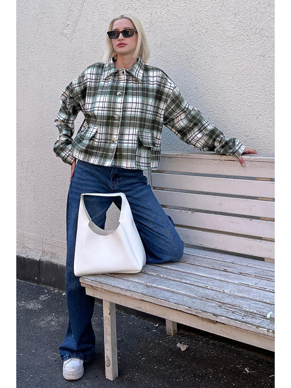 Haki Düğmeli Gömlek Yaka Oduncu Kısa Ceket Mg2181-1