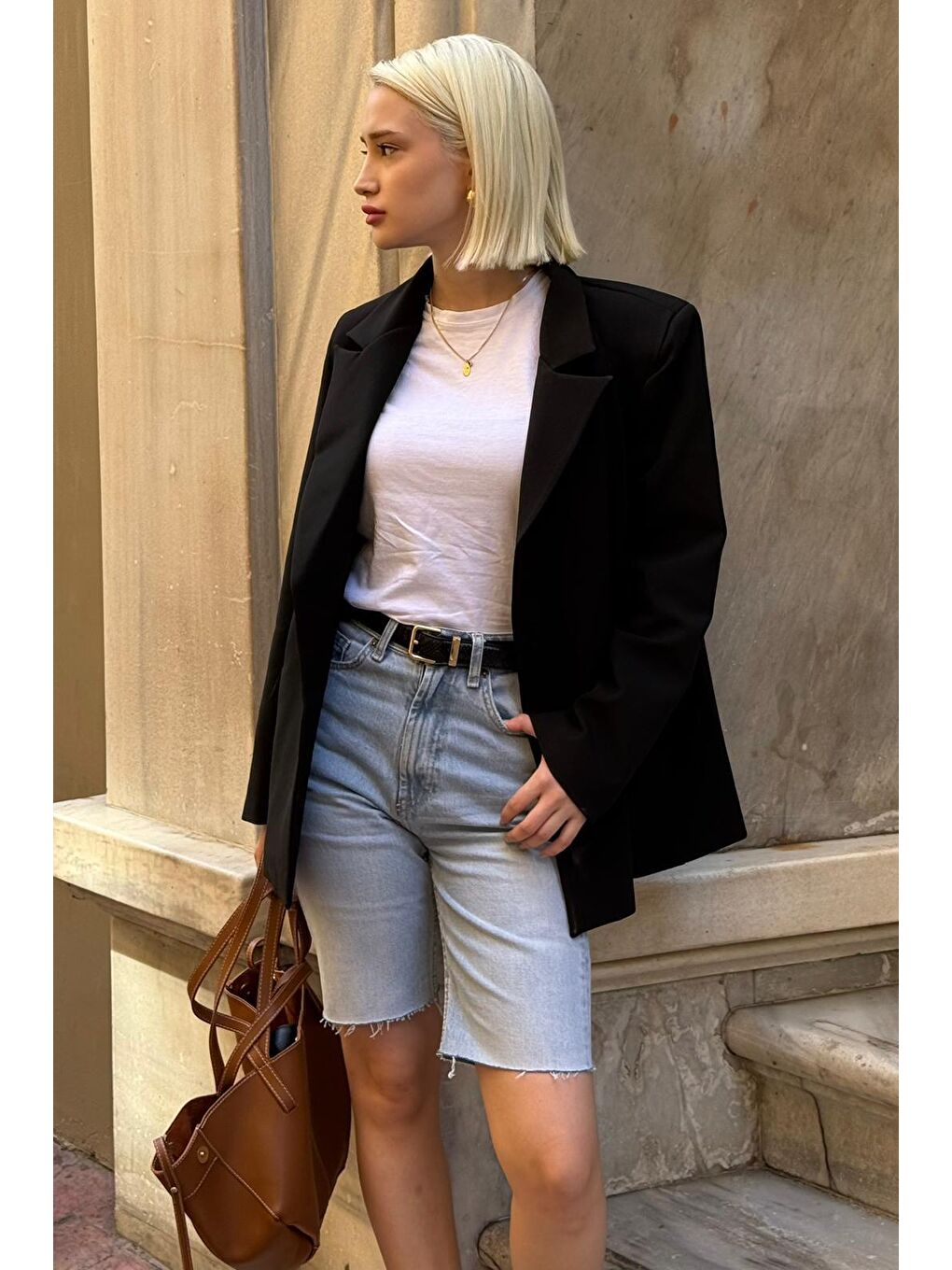 Siyah Astarlı Kadın Blazer Ceket Mg2508