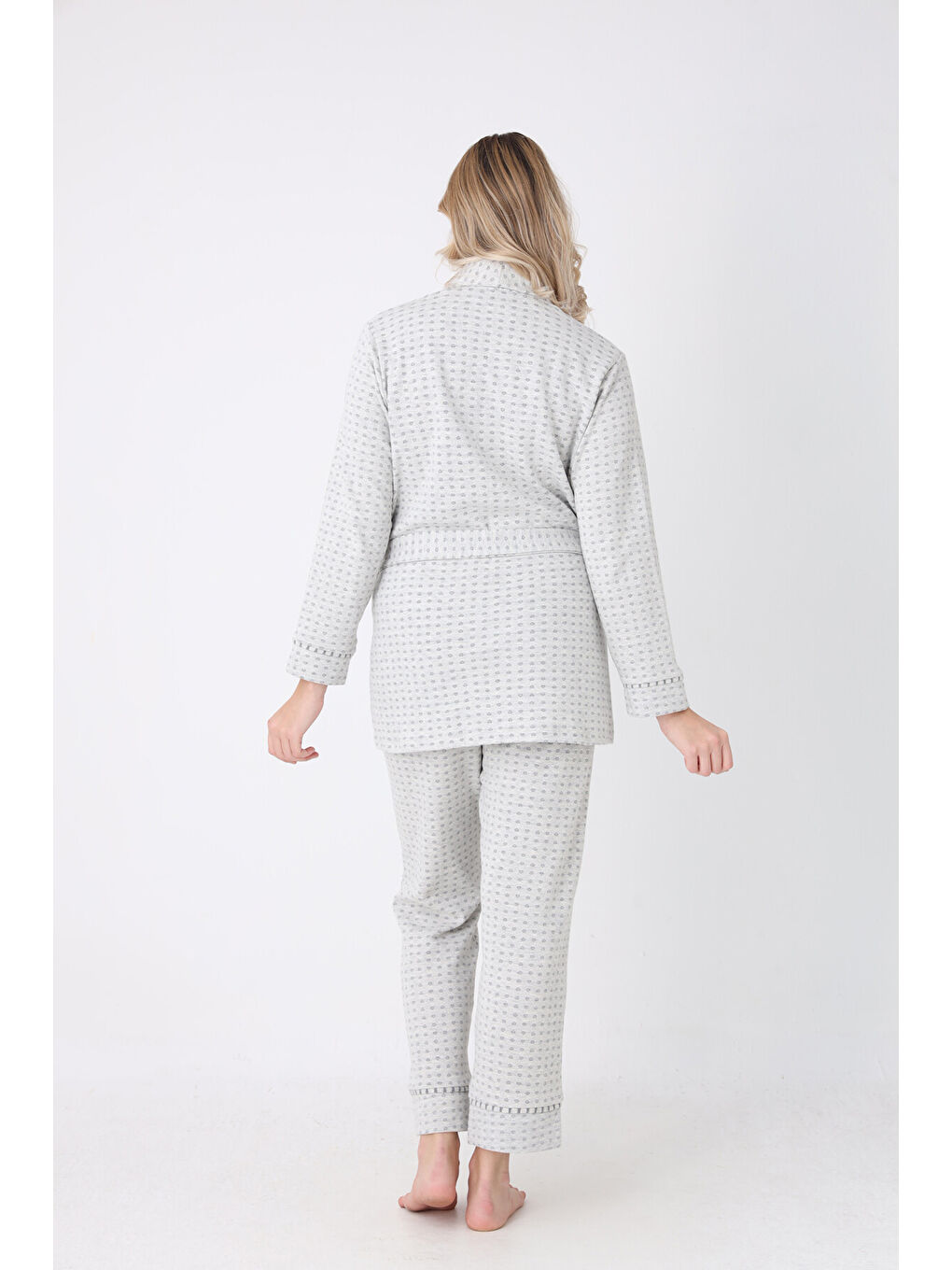 Gri Sabahlık Pijama Takım-1