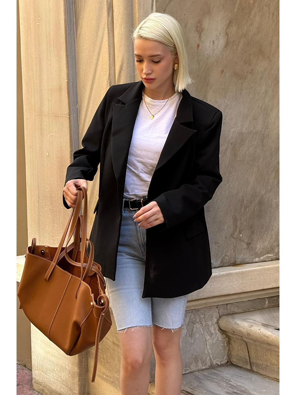 Siyah Astarlı Kadın Blazer Ceket Mg2508-3