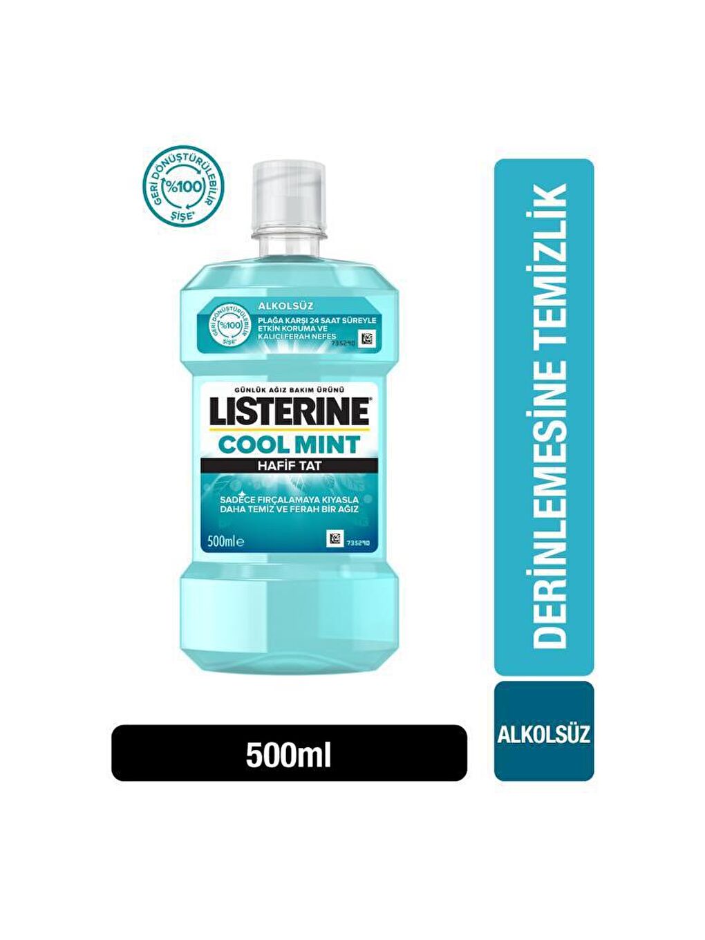 Listerine Renksiz Cool Mint Hafif Tat Alkolsüz Ağız Bakım Suyu 500 Ml