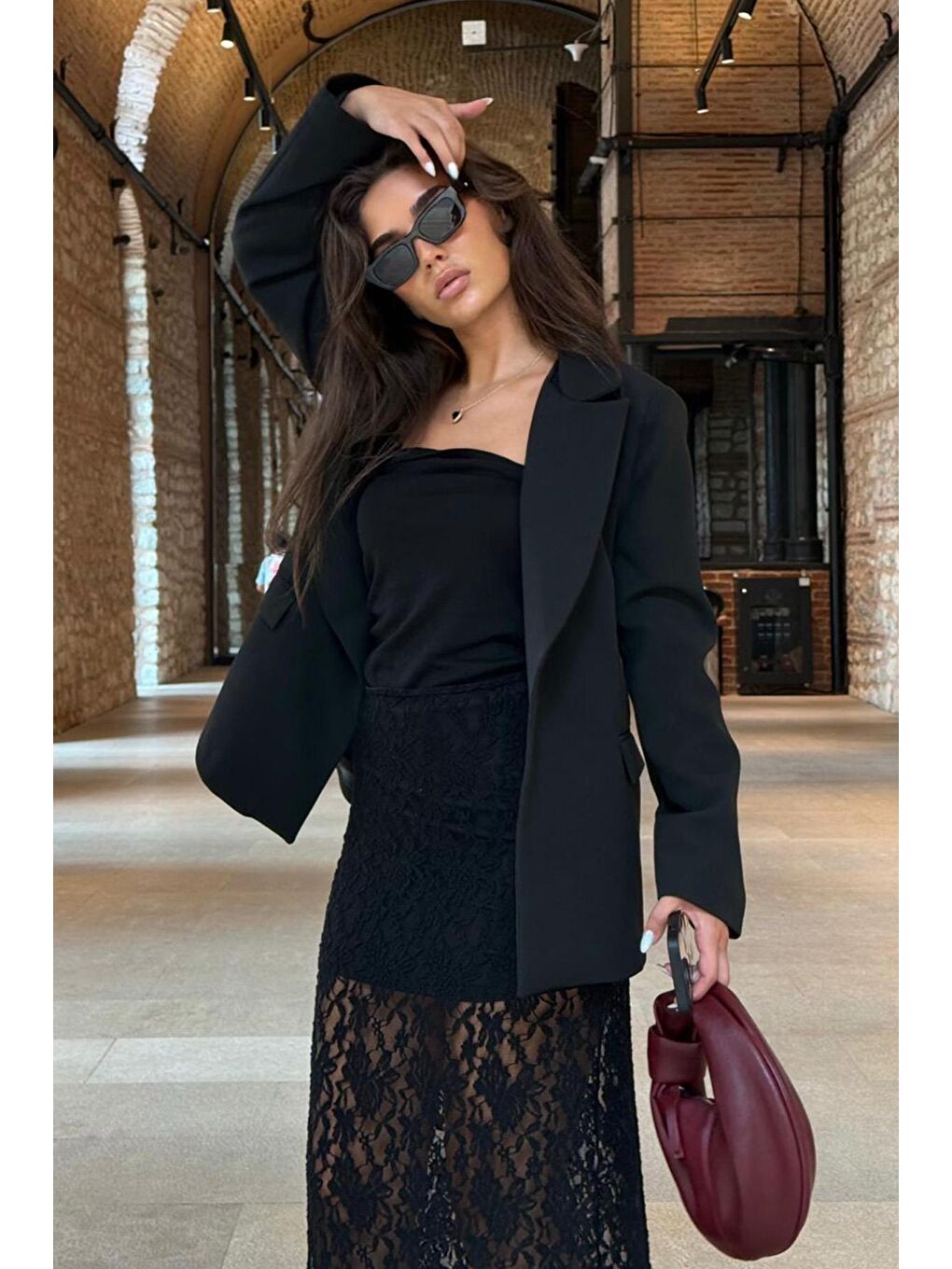 Siyah Astarlı Kadın Blazer Ceket Mg2508-5