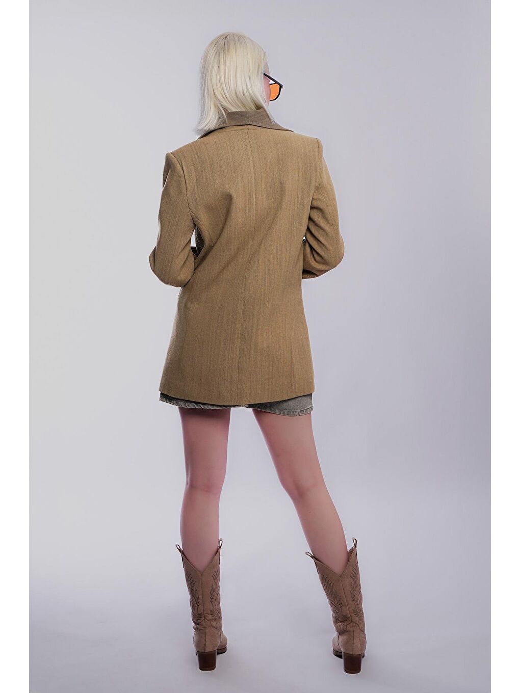 Haki Bağlama Detaylı Blazer Kadın Ceket Mg2482-2