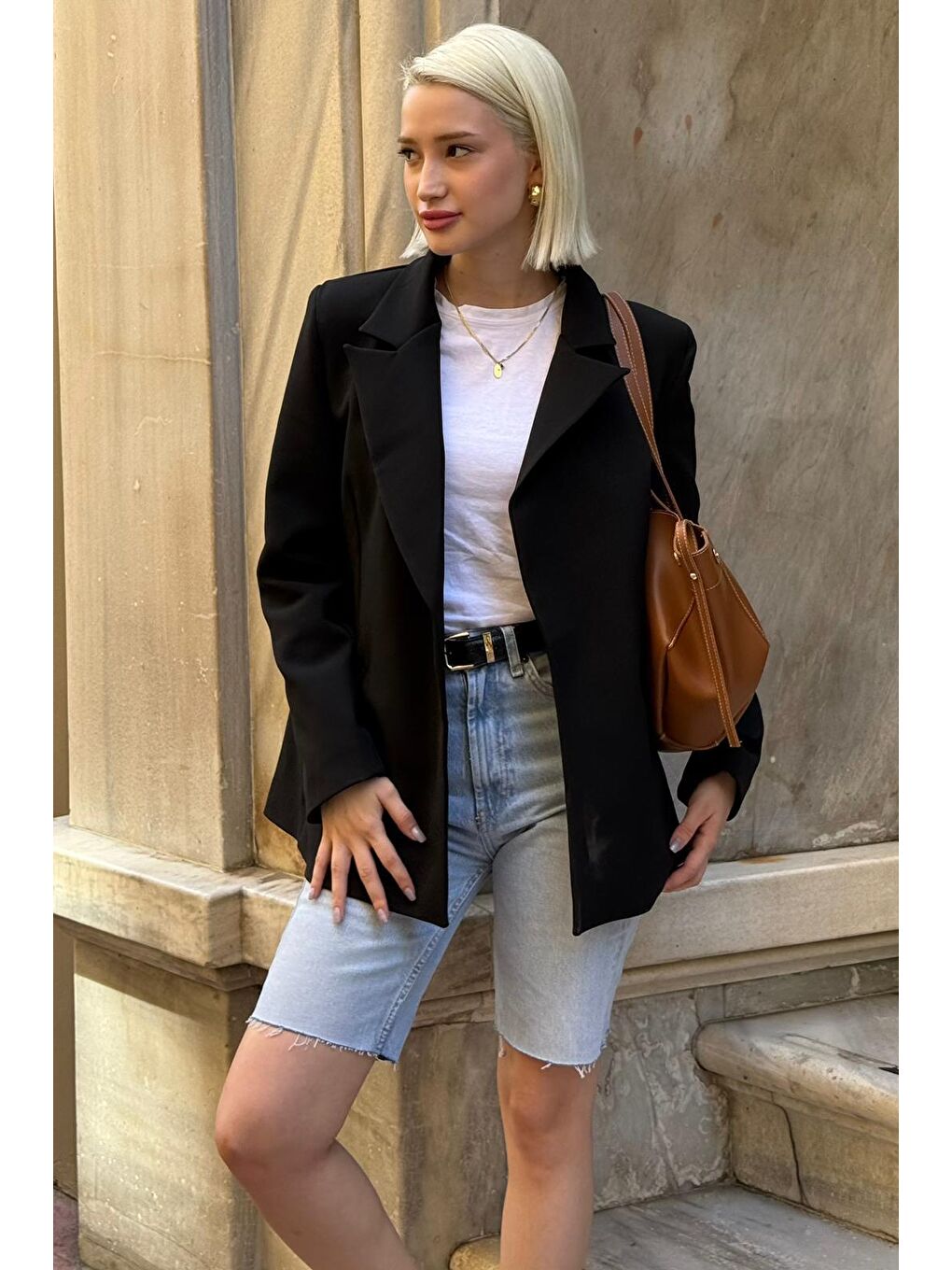 Siyah Astarlı Kadın Blazer Ceket Mg2508-8