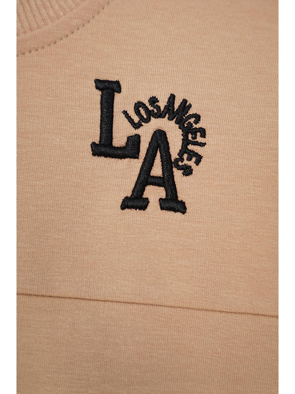 Bej Baskılı  Nakışlı Vizon Renk Erkek Çocuk Eşofman Takımı-1