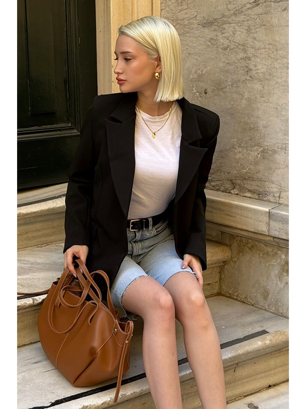 Siyah Astarlı Kadın Blazer Ceket Mg2508-9