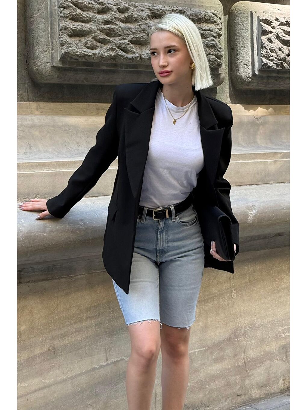 Siyah Astarlı Kadın Blazer Ceket Mg2508-10