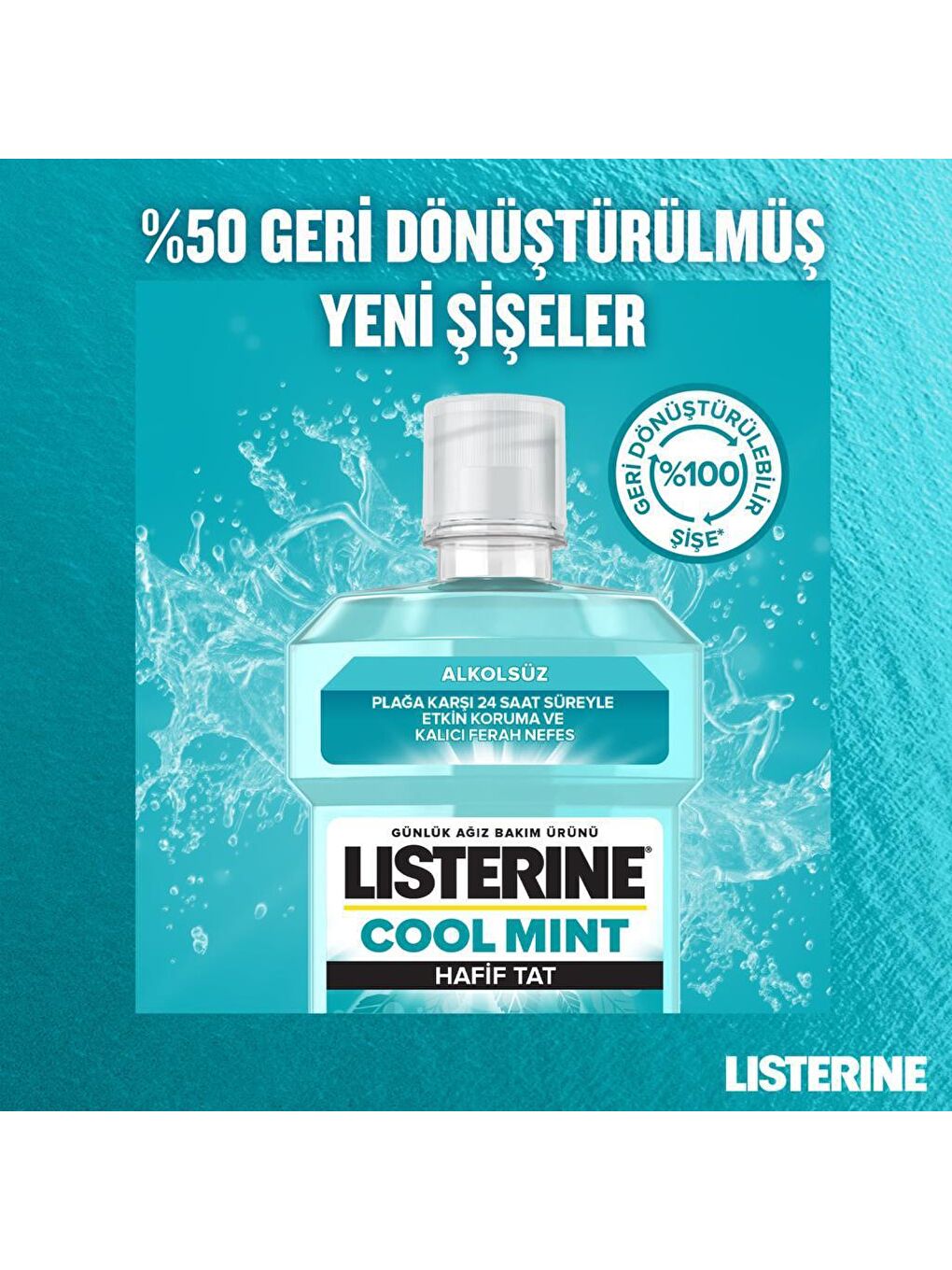 Listerine Renksiz Cool Mint Hafif Tat Alkolsüz Ağız Bakım Suyu 500 Ml - 5