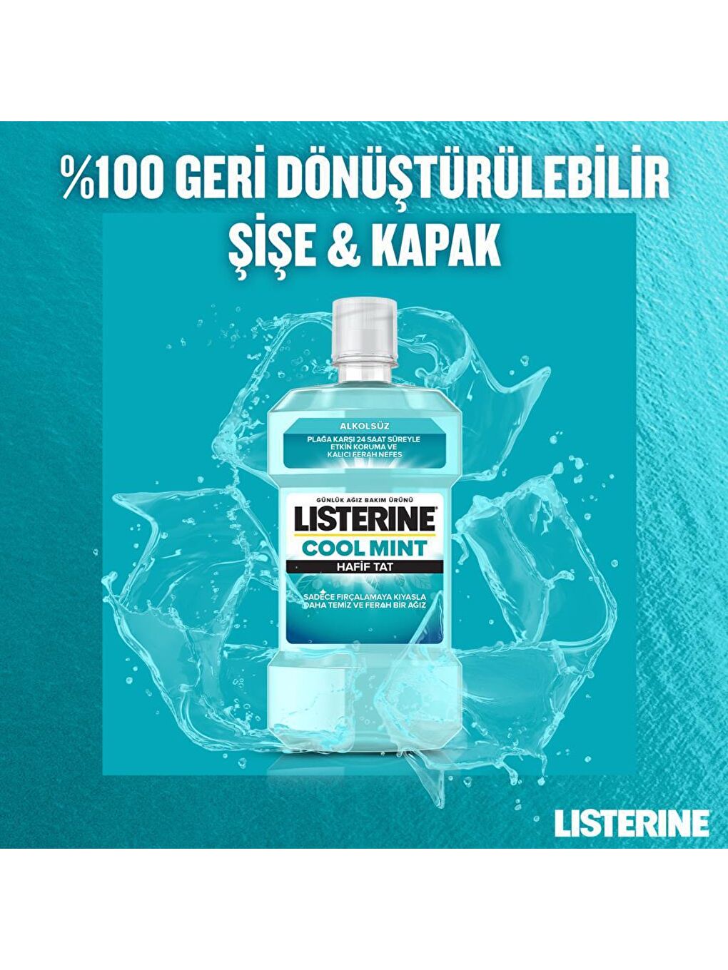 Listerine Renksiz Cool Mint Hafif Tat Alkolsüz Ağız Bakım Suyu 500 Ml - 6