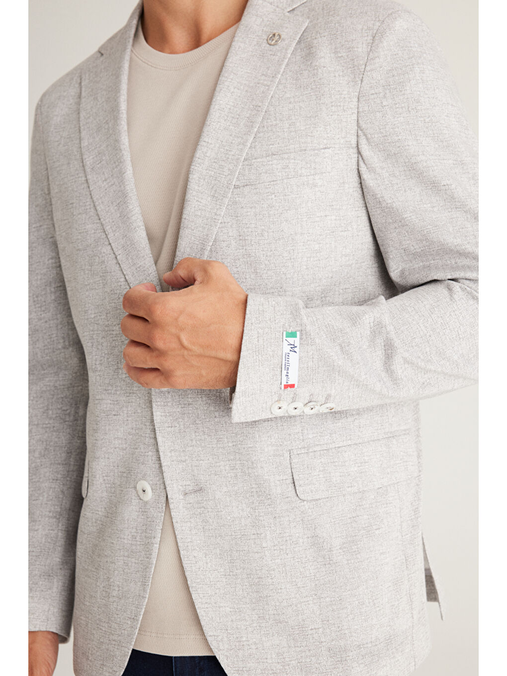 Erkek Siyah-Beyaz Slim Fit Dar Kesim Mono Yaka %100 Pamuk Desenli Ceket-3