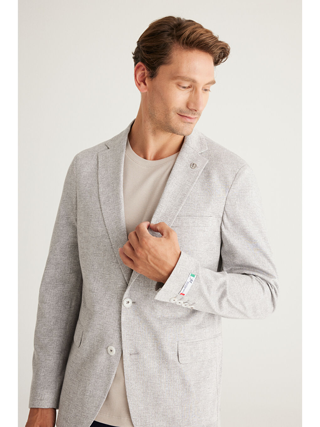 Erkek Siyah-Beyaz Slim Fit Dar Kesim Mono Yaka %100 Pamuk Desenli Ceket-5