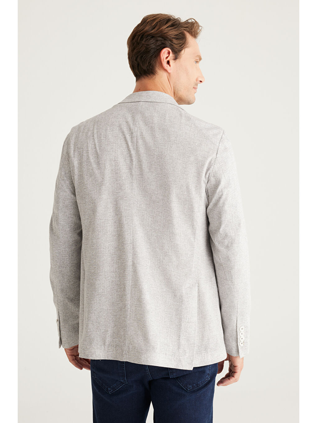 Erkek Siyah-Beyaz Slim Fit Dar Kesim Mono Yaka %100 Pamuk Desenli Ceket-6