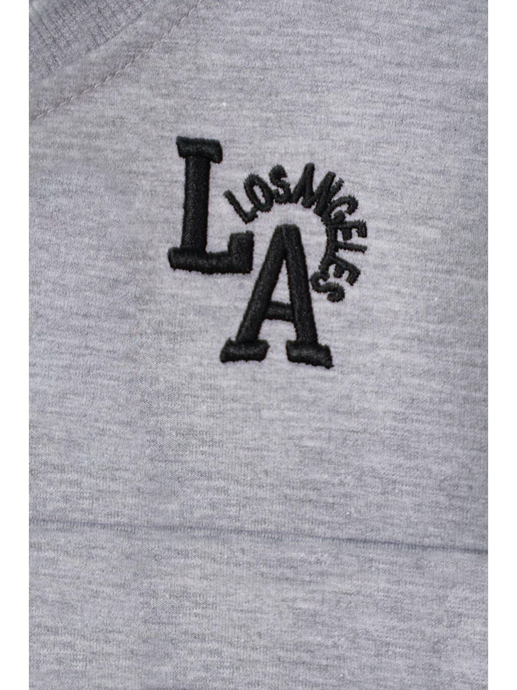 Baskılı  Nakışlı Gri Melanj Renk Erkek Çocuk Eşofman Takımı-3