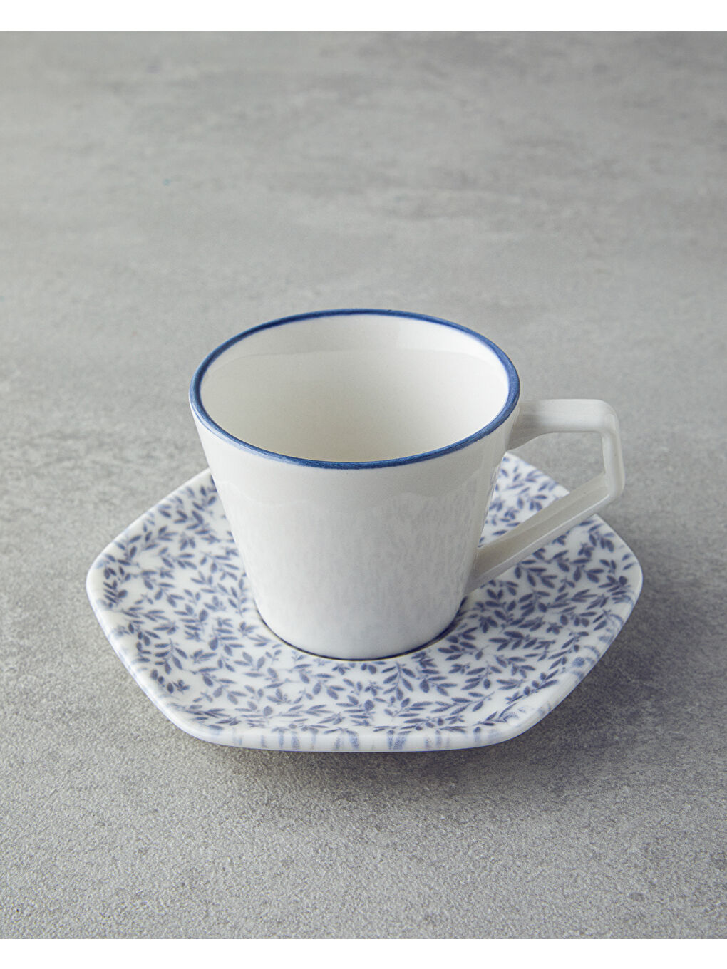 Evie Bone Porselen 12 Parça 6 Kişilik Kahve Fincan Takımı Turuncu-Mavi-2