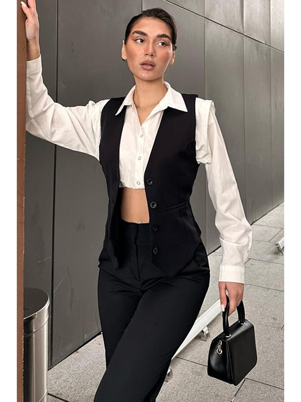 Siyah Kadın Yelek Mg2332-2