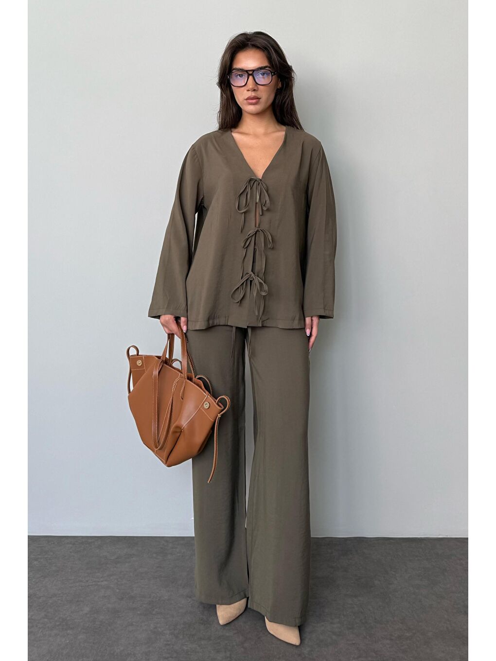 Haki Önü Bağlamalı Alt Üst Takım Mg2473-4