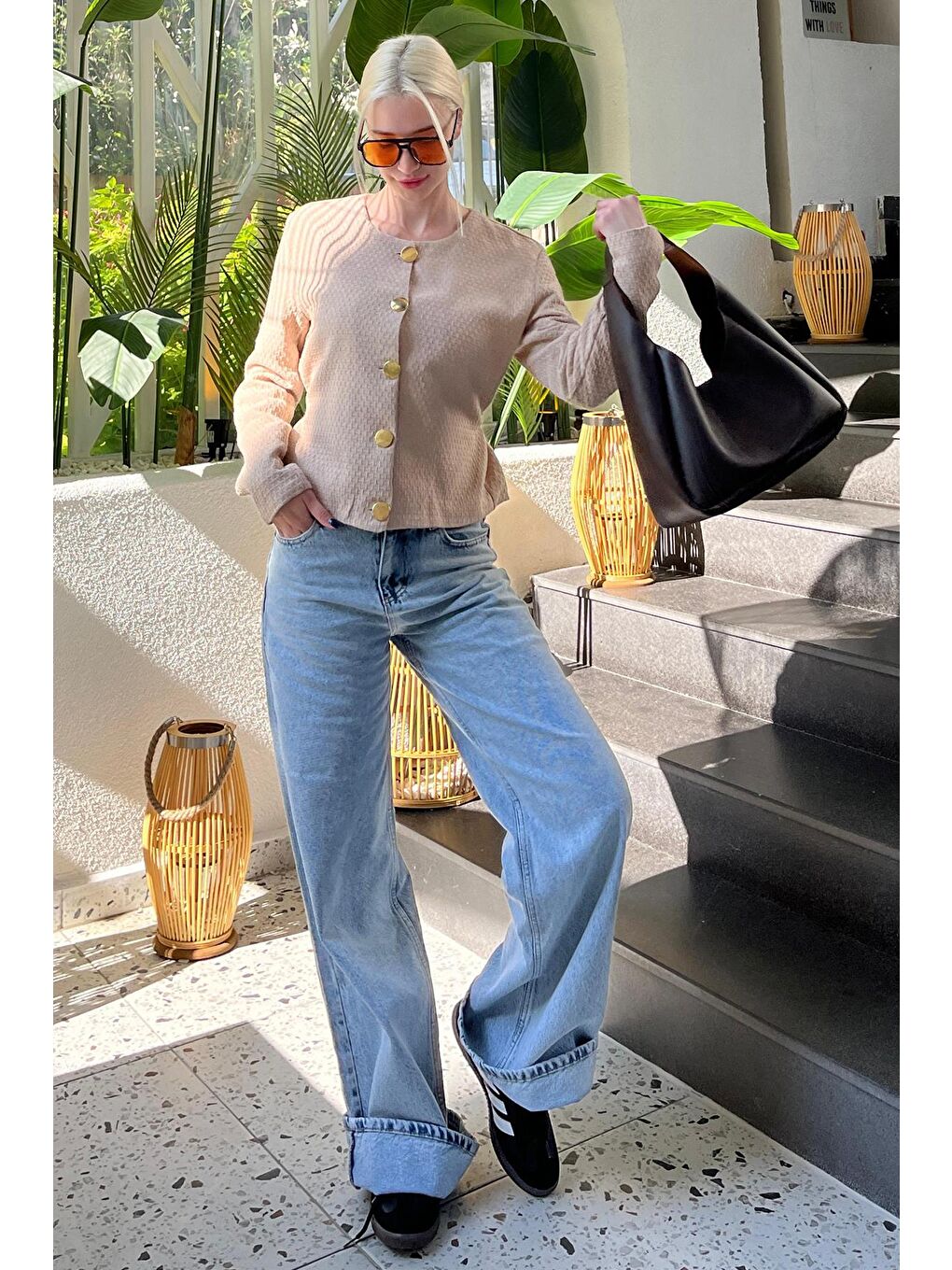 Bej Kemerli Ve Dokulu Kadın Ceket Mg2209-5