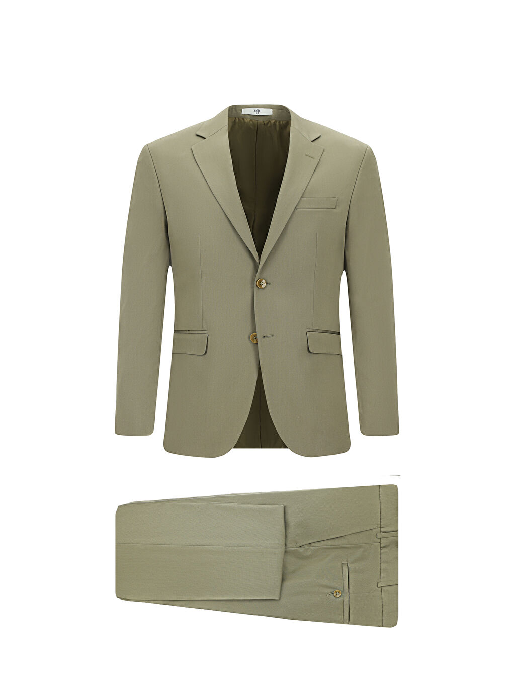 Haki Slim Fit Dar Kesim Pamuklu Lyocell Klasik Takım Elbise