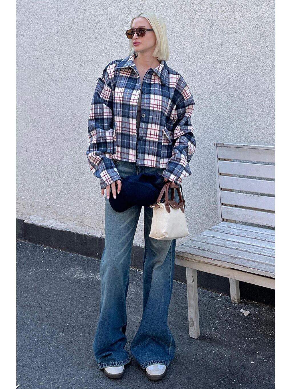 Lacivert Düğmeli Gömlek Yaka Oduncu Kısa Ceket Mg2181-2