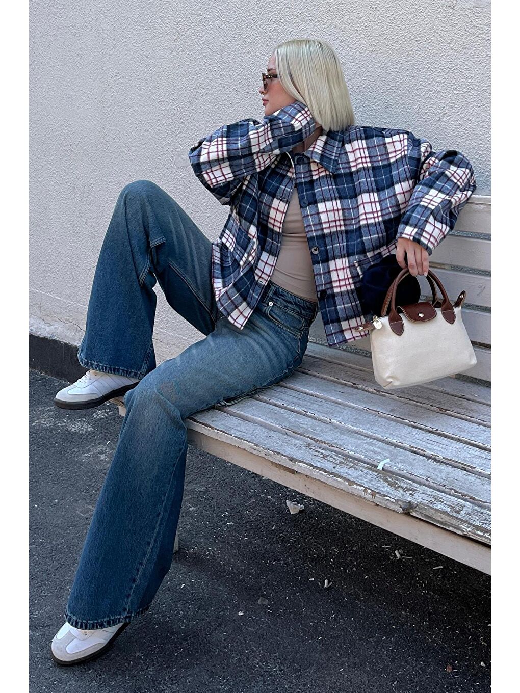 Lacivert Düğmeli Gömlek Yaka Oduncu Kısa Ceket Mg2181-3