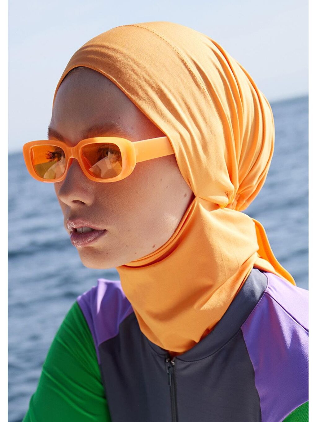 Turuncu Su İtici Deniz Tesettür Bonesi-1