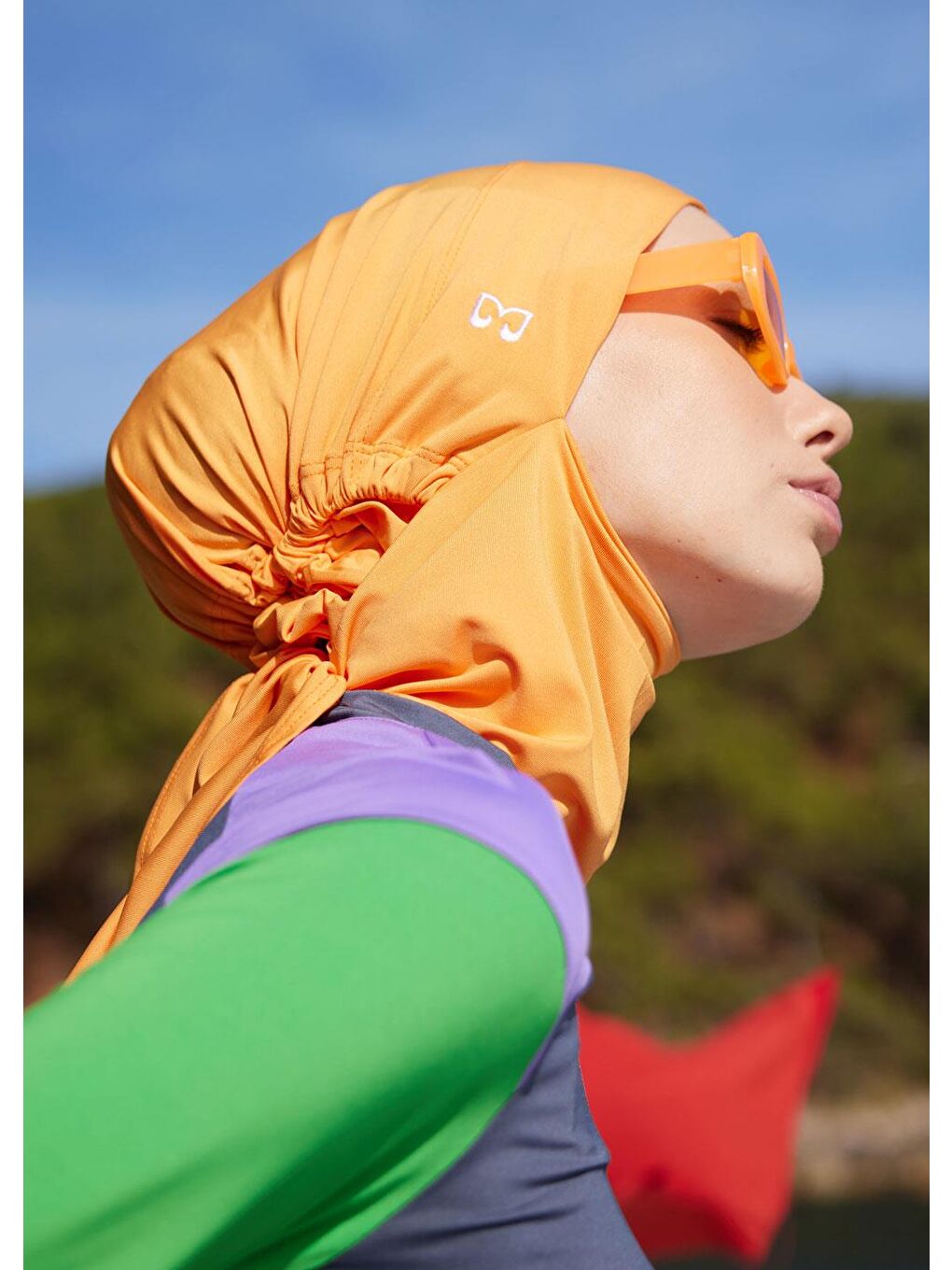 Turuncu Su İtici Deniz Tesettür Bonesi-2