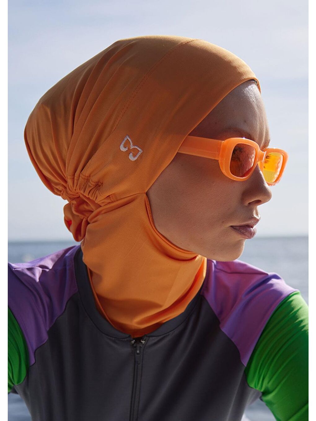 Turuncu Su İtici Deniz Tesettür Bonesi-3