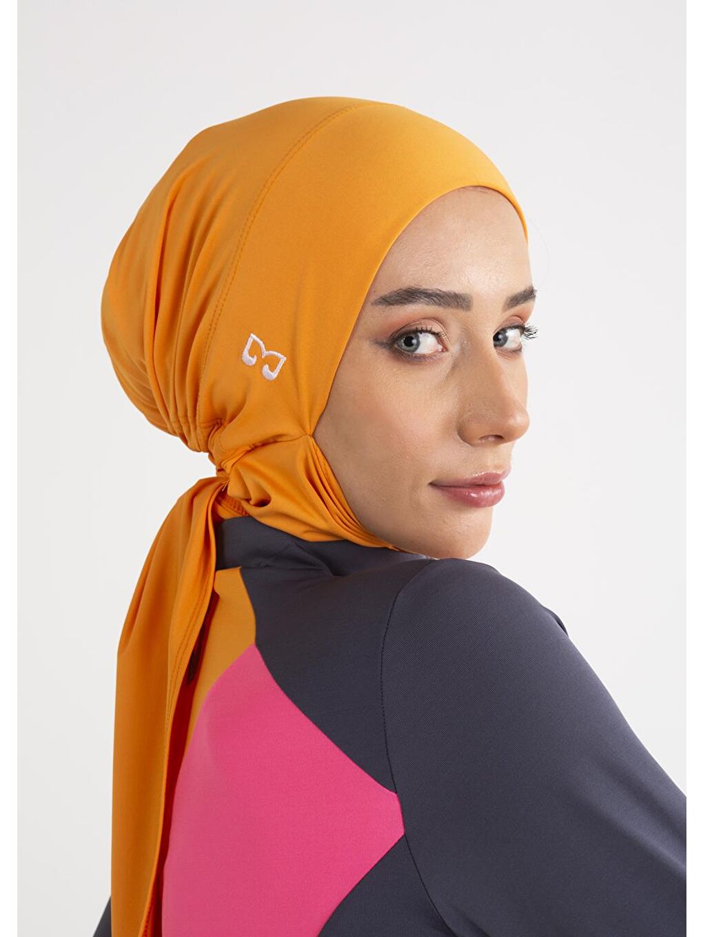 Turuncu Su İtici Deniz Tesettür Bonesi-4