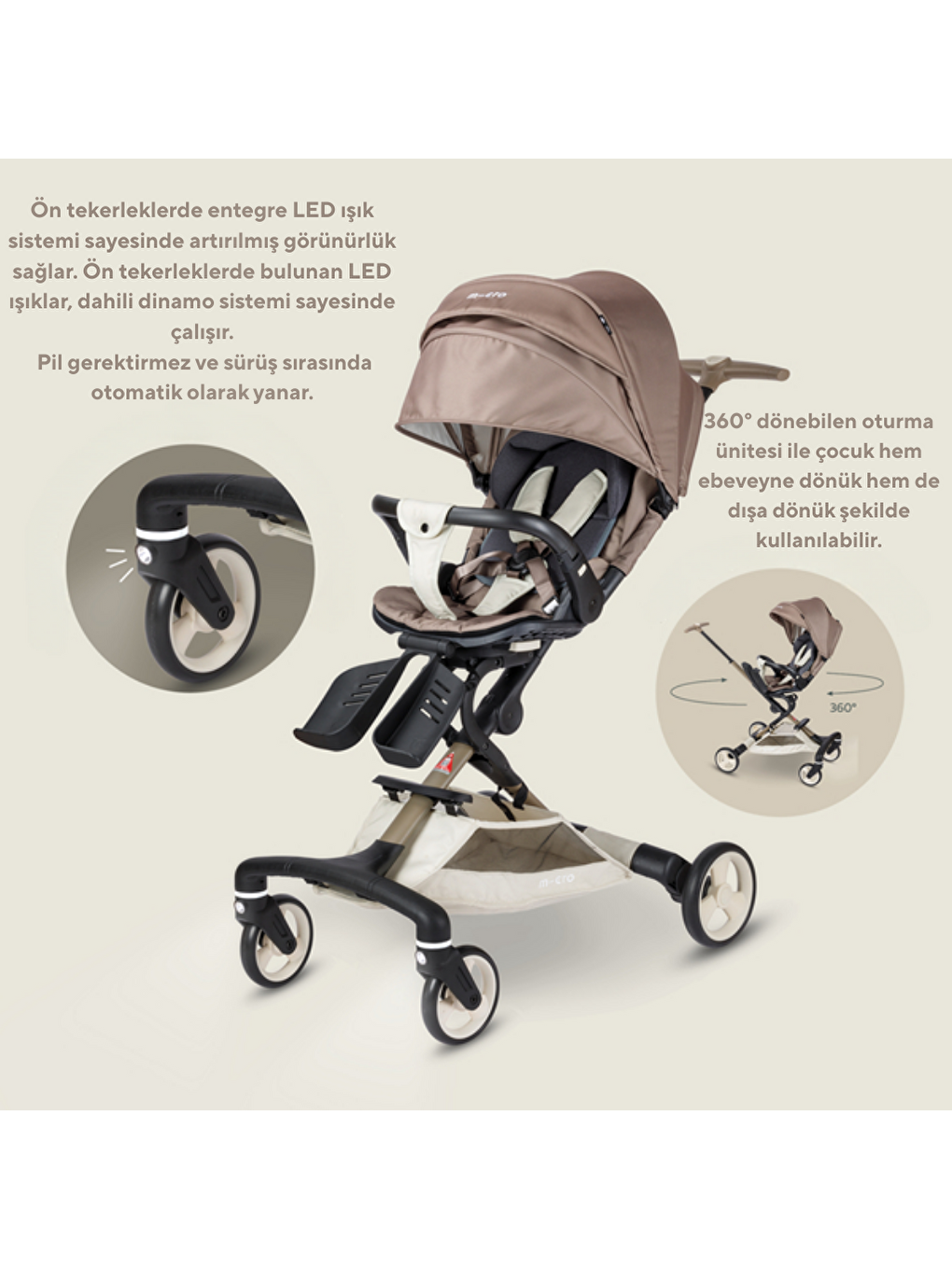 Baby Cruiser Bebek Arabası 360 Latte-4
